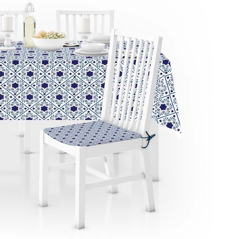 Cuscini per sedie da cucina grafica mosaico a rombi e decorazioni blu - kit  Cuscini Coprisedia da cucina modello cuscino Quadrato Set cuscini Set da 4pz