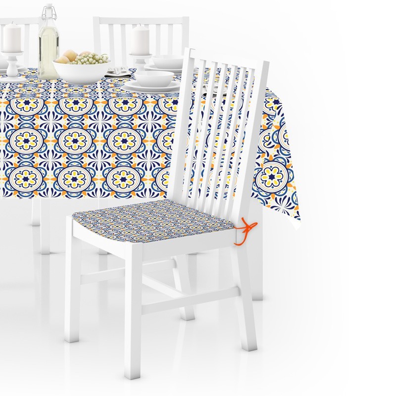 Cuscini per sedie da cucina grafica mosaico con decorazioni blu