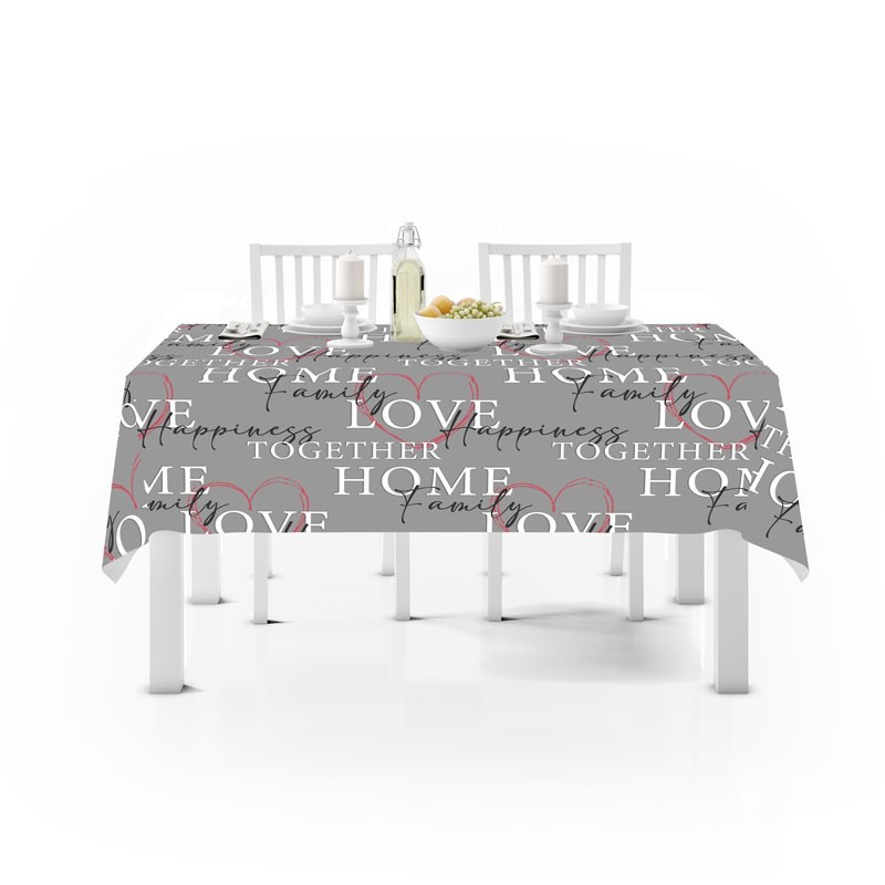 Tovaglia da cucina fantasia stile shabby con scritte love home - copritavolo coordinato arredo cucina